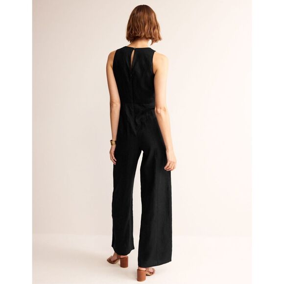 Boden Carla 100% Linen Jumpsuit size 14T black - Picture 4 of 13